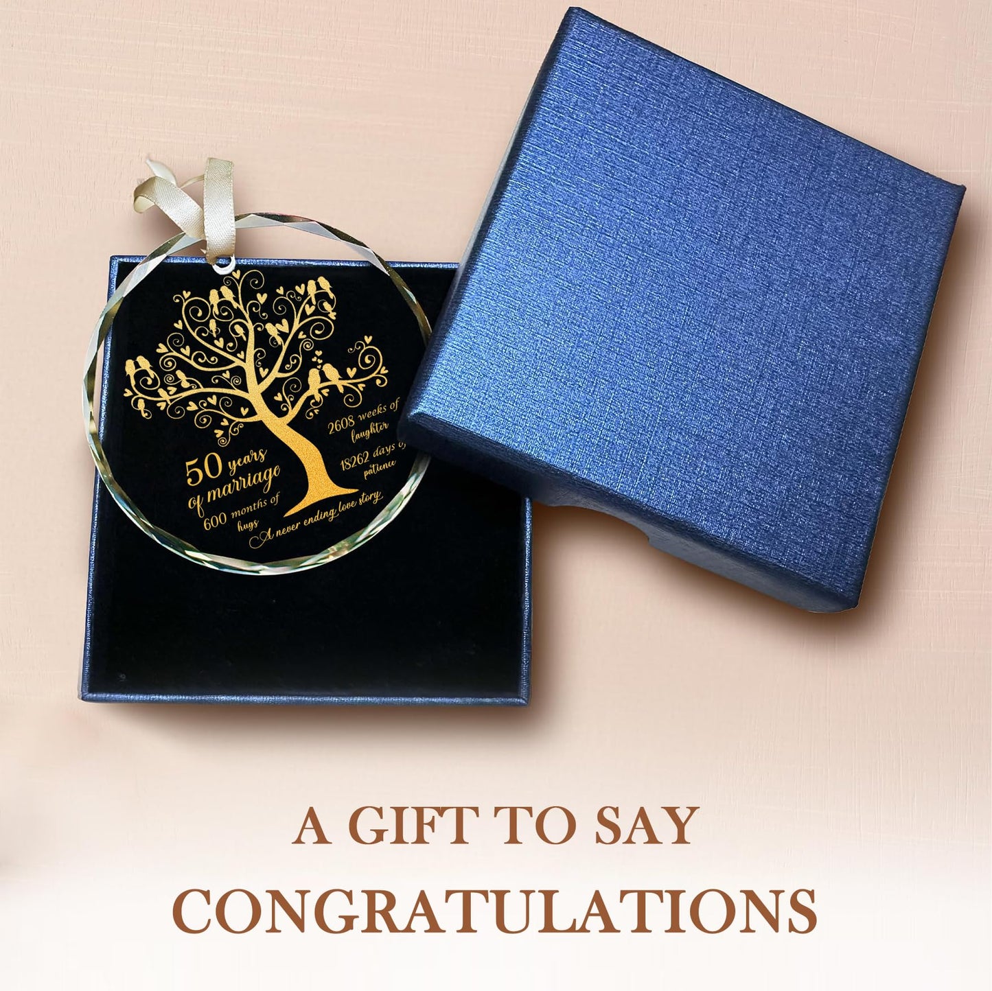 50th Wedding Anniversary Ornament, 50th Anniversary Wedding Gift, 50 Years As Mr. & Mrs. Gift for 50 Years Couple Husband Wife Married Parents Grandparents Friends - Glass Ornament 3"