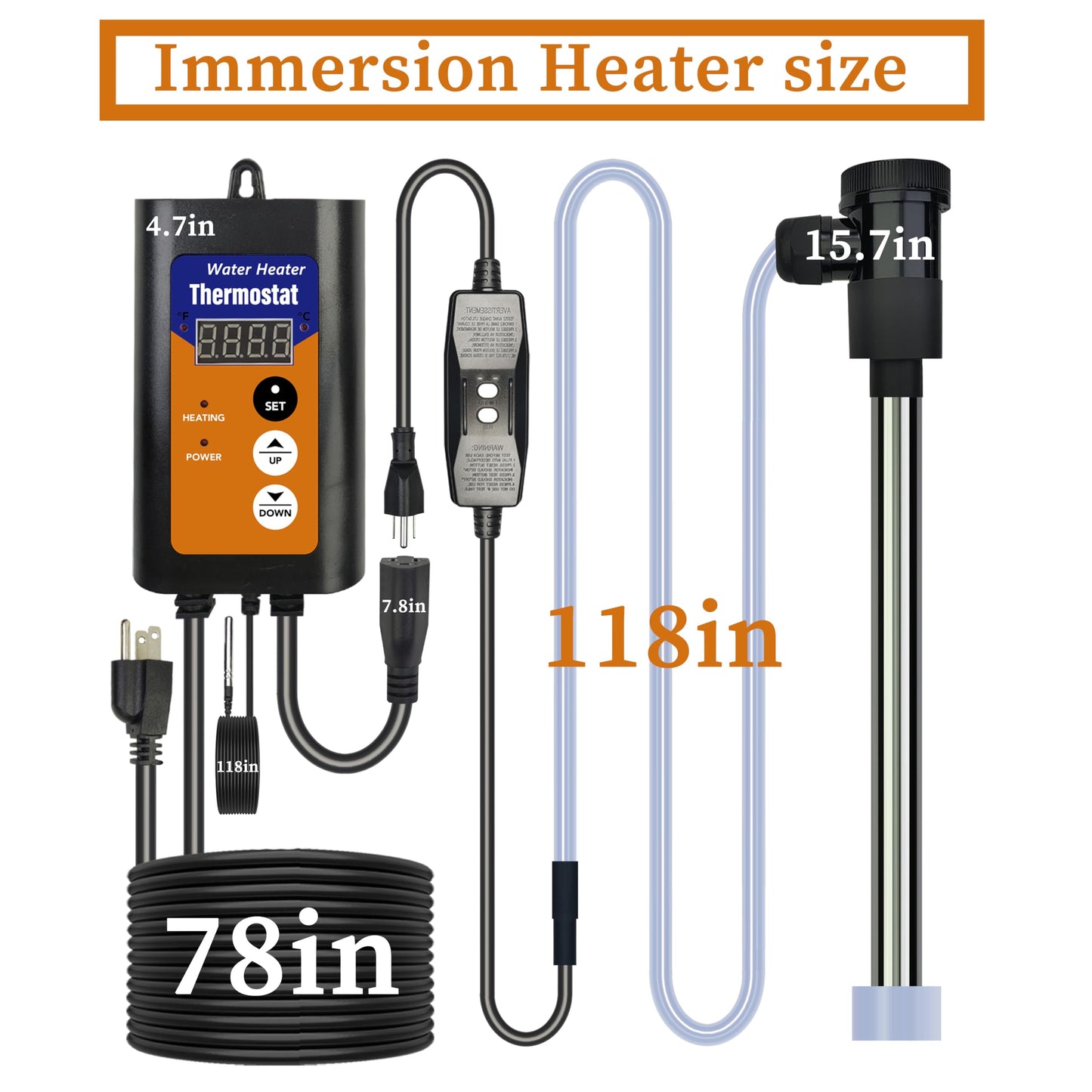 LASTINGCAPE 1500W Titanium Fully Submersible, Portable Electric Hot Tub & Pool immersion Water Heater with Temp Control, GFCI for spa tub, Bathtubs, Baptistry Pool, inflatable pool & above ground pool