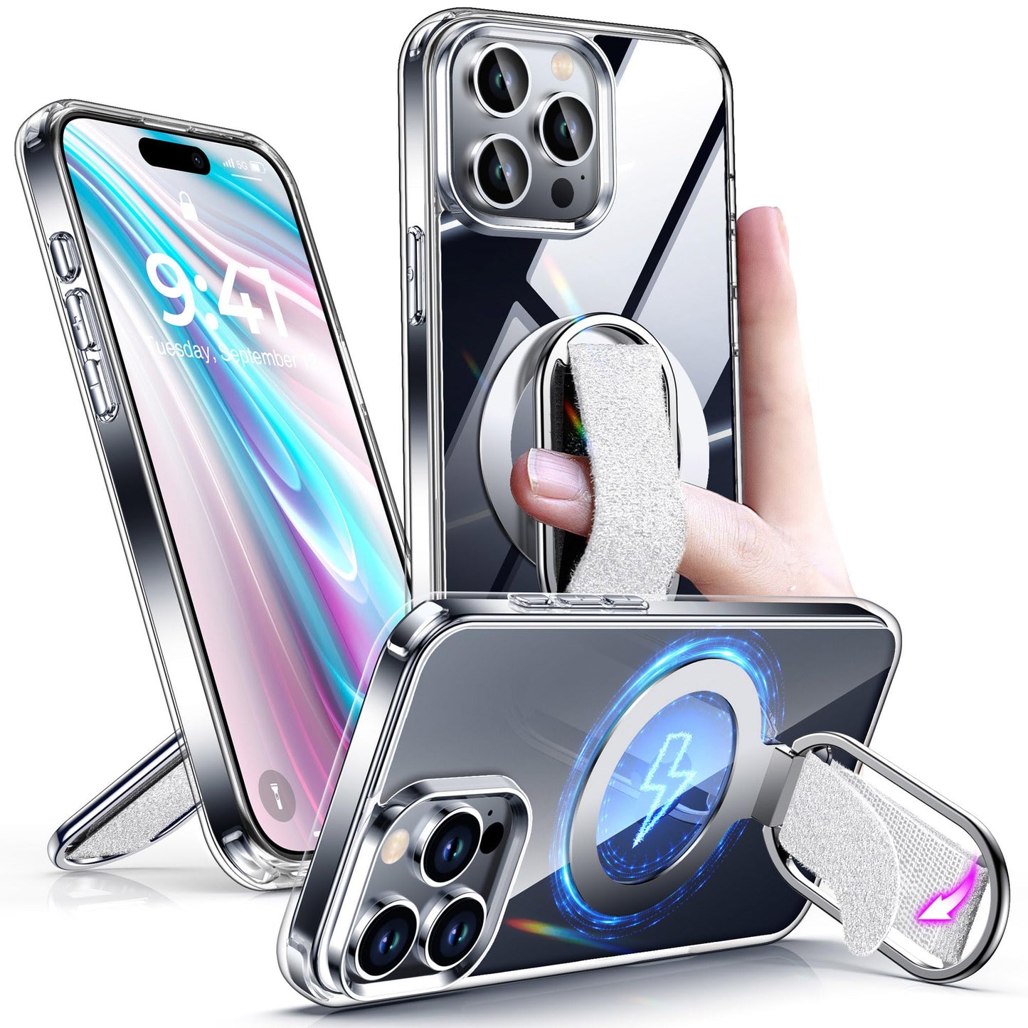 Shields Up For Iphone 16 Pro Case With Stand, 16 Pro Phone Case Clear With Ring Holder & Phone Grip [Compatible With Magsafe] Sh