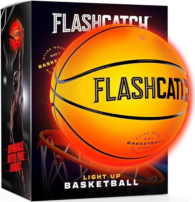 FlashCatch Light Up Basketball - Glow in The Dark - Sports Gear Accessories Gifts for Boys 8-15+ Year Old - Kids Teens Gif...