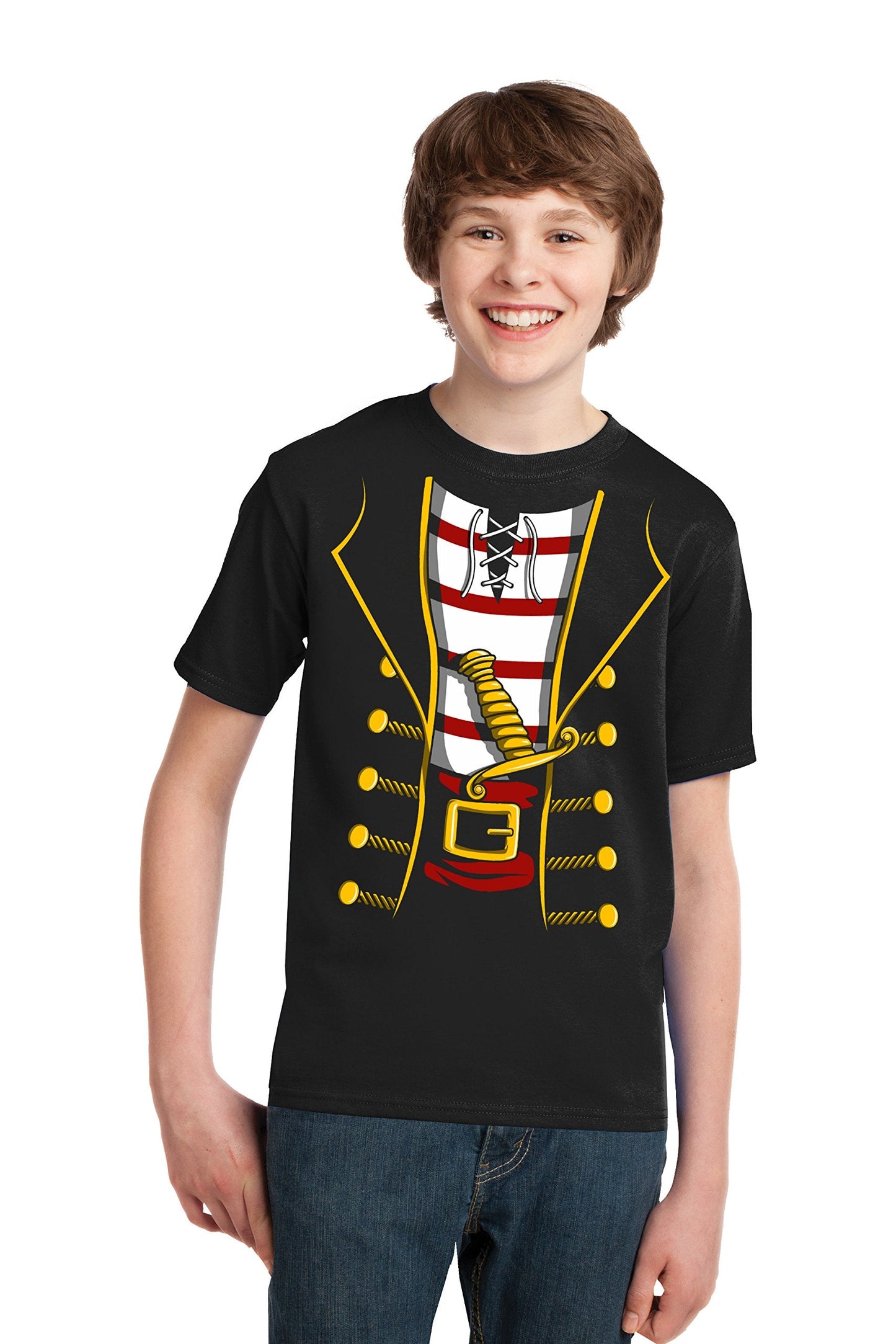 Ann Arbor T-shirt Co. Pirate Costume | Jumbo Print Novelty Funny Caribbean Cruise Shirt Youth T-Shirt-Youth,L