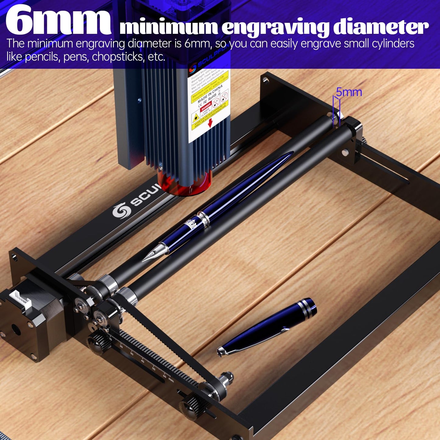 SCULPFUN Laser Rotary Roller, Laser Engraver Y-axis Rotary Module for Engraving Machine, 360° Engraving Cylindrical Objects Cans, Compatible with Most Laser Engraving Machines