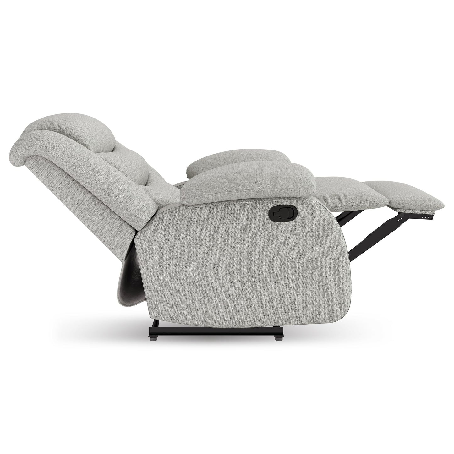 Erdoru Oversized Fabric Recliner Chair, Overstuffed Manual Recliner Chair Single Sofa with Comfortable Arm and Backrest, Comfty Home Theater Seating for Living Room, Meeting Room, Bedroom, Light Grey