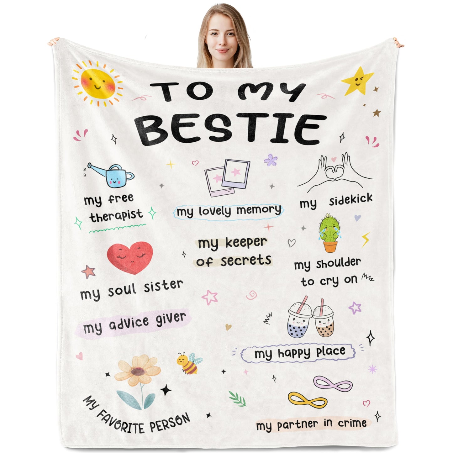 Nuritus Best Friend Birthday Gifts for Women, Gifts for Best Friend Woman, Bestie Gift for Women, Friendship Gift for Woman, to My Bestie Present Blanket 50"X60"