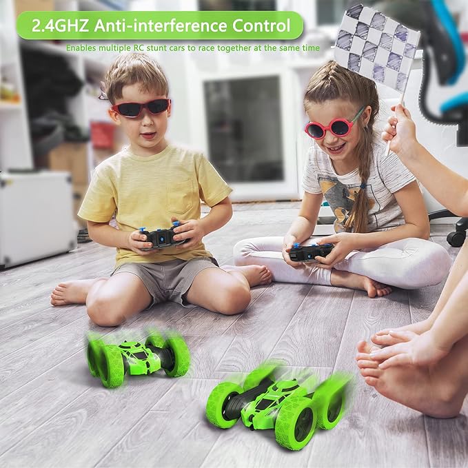 RC Stunt Car for Kids Ages 6–12, Double-Sided Remote Control Car with LED Lights, 4WD Electric Toy Vehicle, USB Rechargeable, Perfect Birthday, Holiday for Boys & Girls
