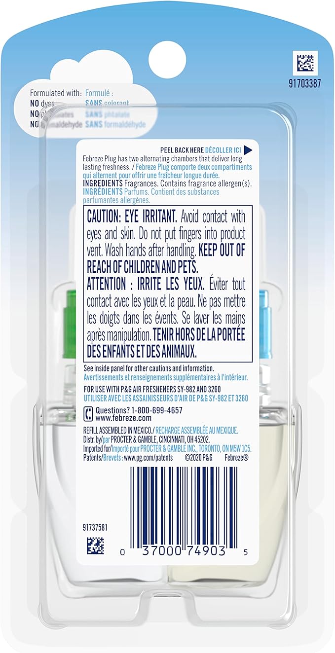 Febreze Plug In Air Freshener Scented Oil Refill, Gain Original Scent