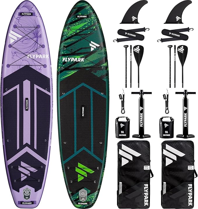 Flypark Couple Bundles｜11'x34''x6'' Extra Wide Inflatable Stand Up Paddle Boards, All Accessories+2, 116L Backpack, Should...