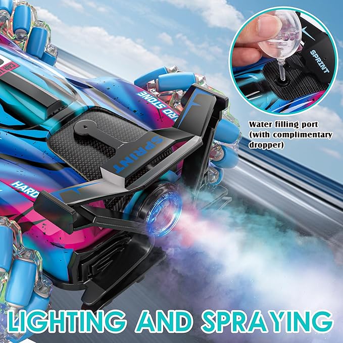 RC Stunt Car Toys - Gesture Remote Control Racing Cars Comes with Spray,Lights,360° Rotation for Kids,Vehicle Birthday Gifts for Boys and Girls Aged 6 7 8 9