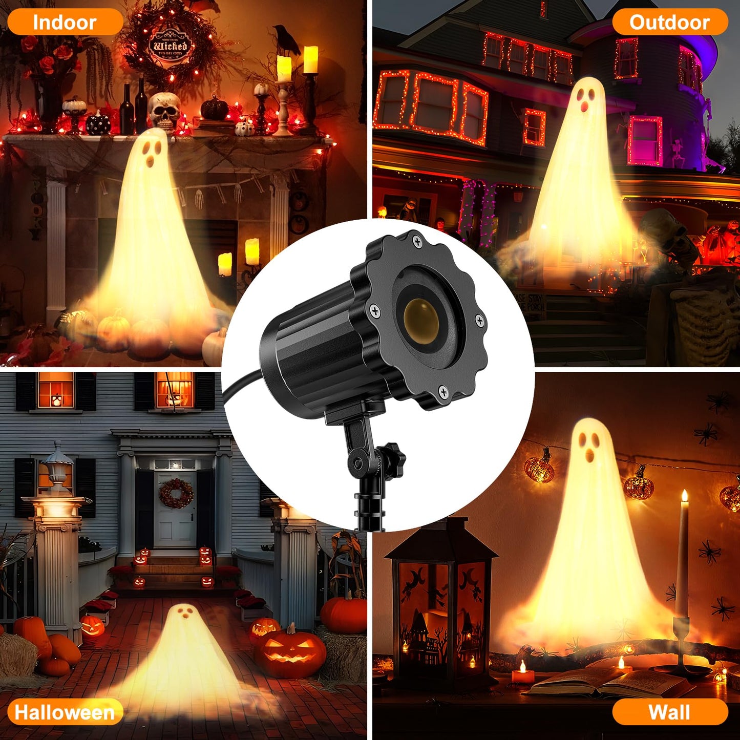 Halloween Projector Lights Outdoor,2025 Upgraded 3D Dynamic Ghost Decorations Light,Clearer Ghost HD Patterns,Night Light for Home Window Wall Halloween Decor