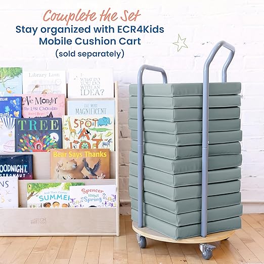ECR4Kids SoftZone Floor Cushions, Square, Flexible Seating, Grey, 6-Piece