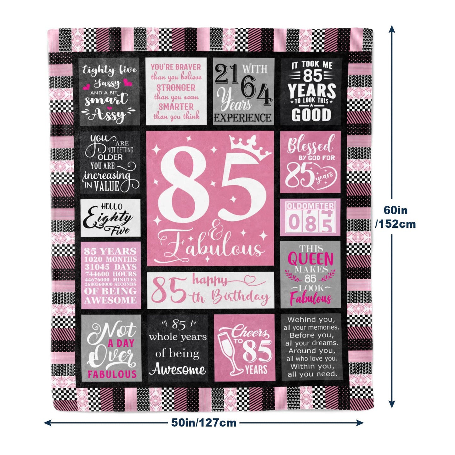 Atokker 85th Birthday Gifts for Women Blanket, 85th Birthday Party Decorations, Best Gifts for 85 Year Old Woman, Ideas for Mom Grandparents Throw Blanket 60"x50"