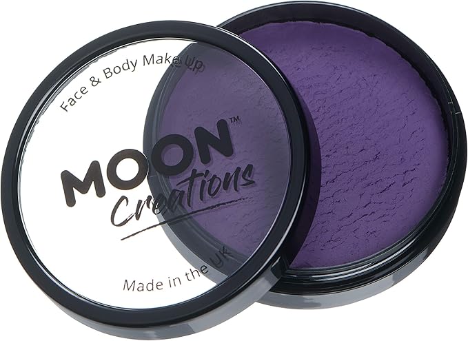 Moon Creations Pro Face & Body Paint Cake Pots Purple - Professional Water Based Face Paint Makeup for Adults, Kids - 1.26oz