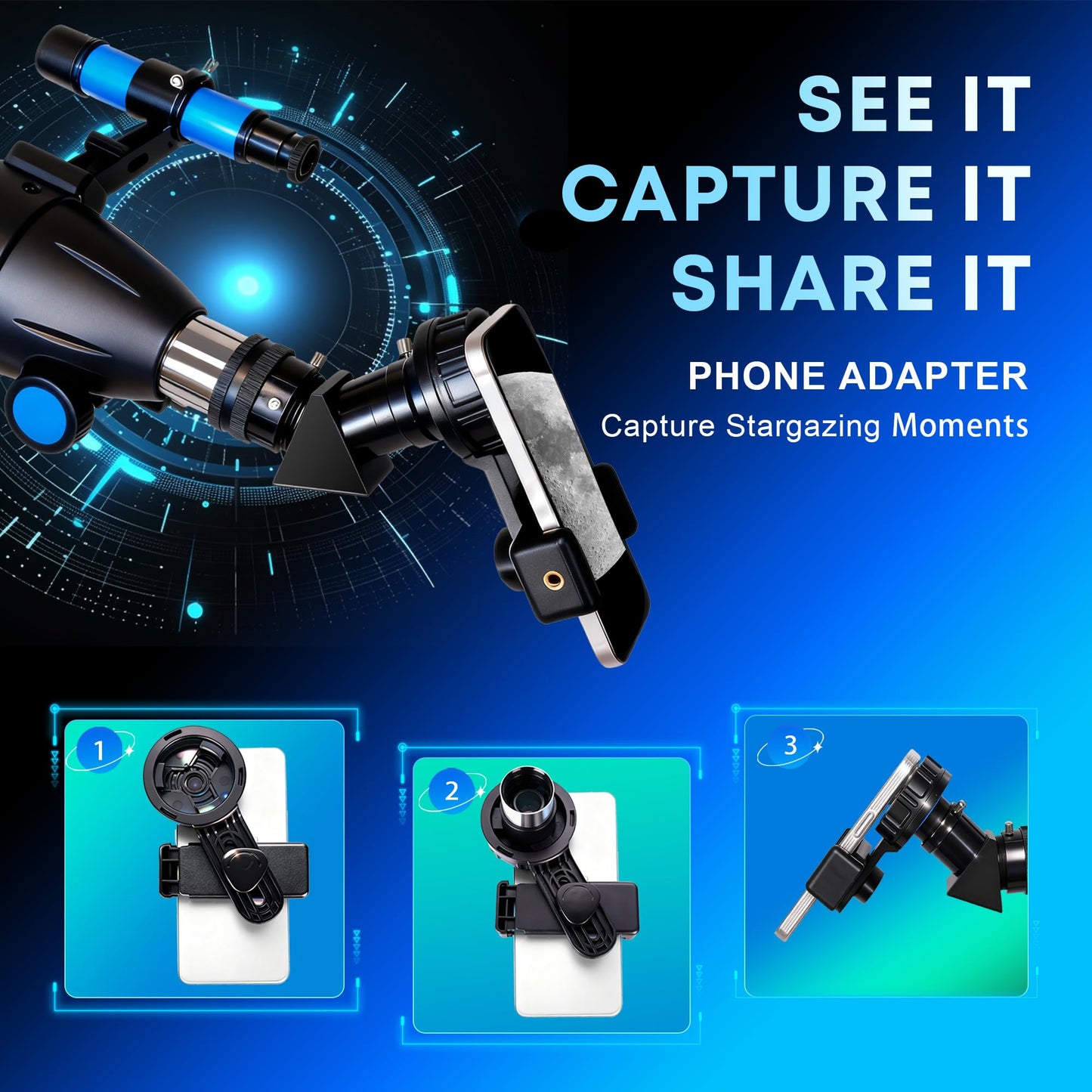 Hawkko Telescope for Adults & Kids, 80mm Aperture 600mm High Powered Telescope for Astronomy Beginners - Refractor Telescopes with AZ Tripod, Phone Adapter and Portable Bag for Moon Observation