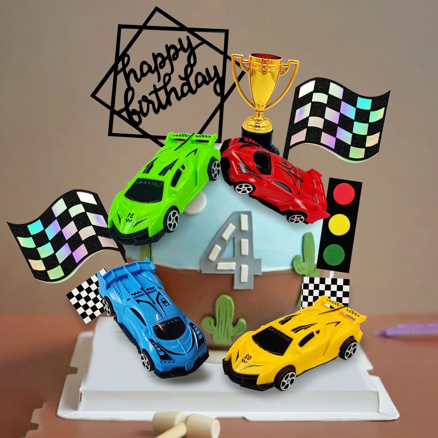 Racing Car Cake Decoration Racing Car Cake Topper Racing Car Birthday Cake Decorations Racing Car Party Favors for Kids Racing Car Theme Birthday Supplies Cars Party Favors