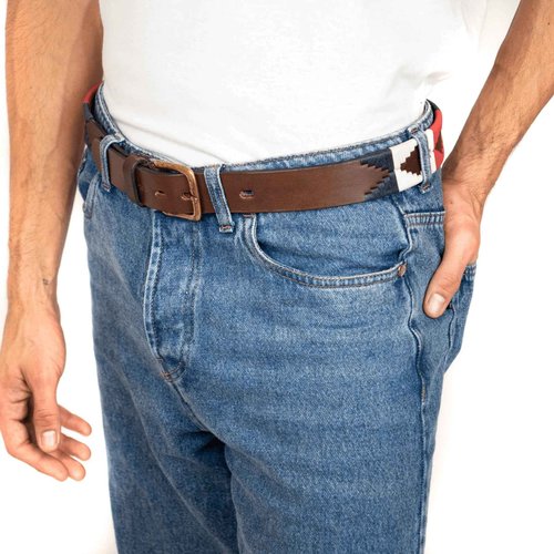 GauchoLife Interchangeable Hand-Stitched Polo Belt - Crafted from full-grain bridle leather (Flag, 40)