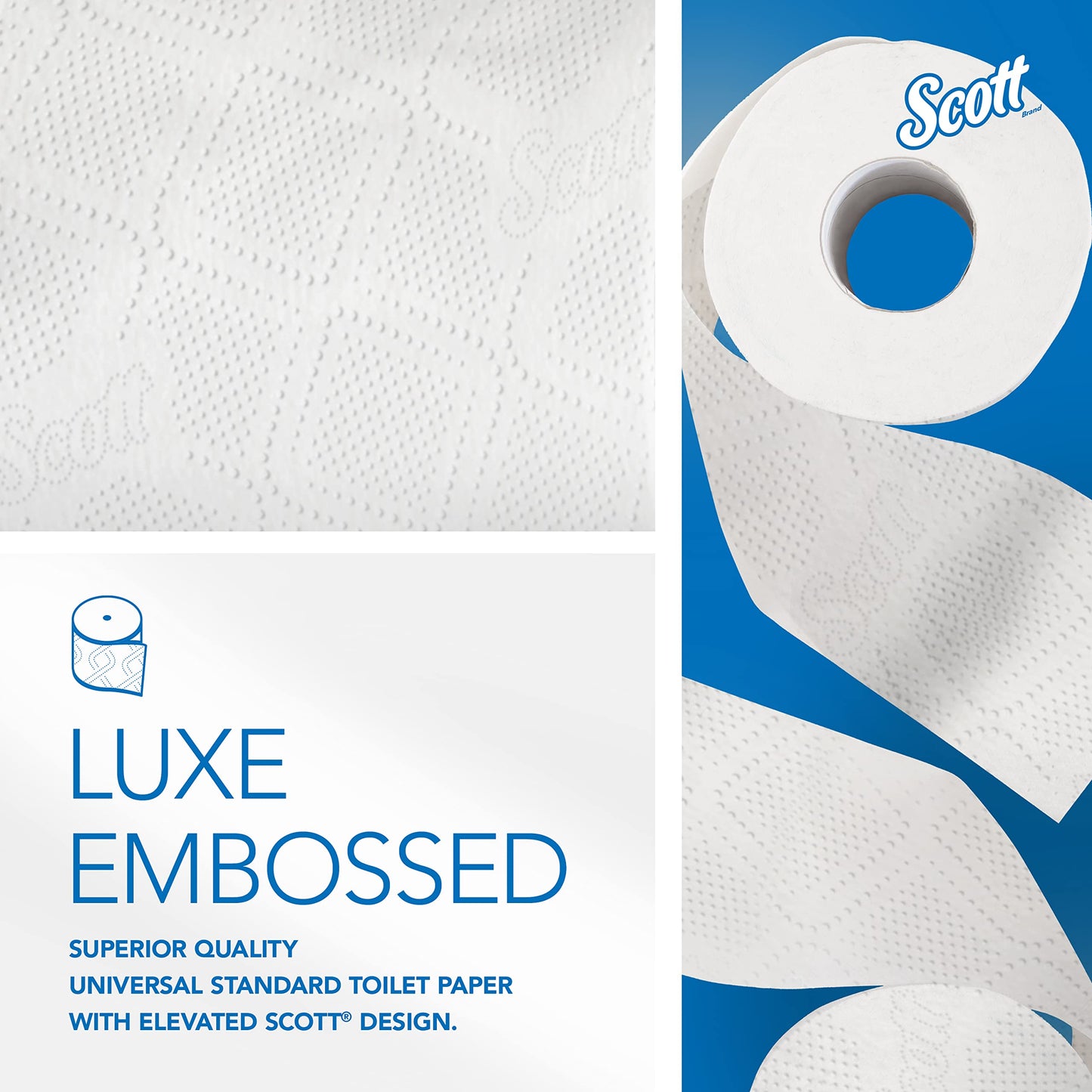 Scott Professional Standard Roll Toilet Paper, Bulk (04460), 2-Ply, Elevated Design, White, Individually Wrapped (80 Rolls of 550 Sheets, 44,000 Sheet Total)