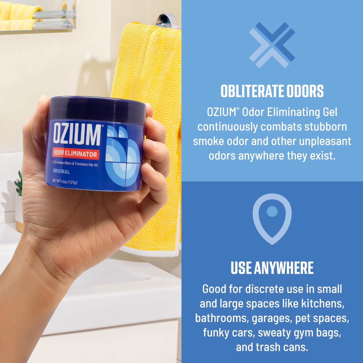 Ozium 8 Oz. 1 Pack Odor Eliminating Gel for Homes, Cars, Offices and More