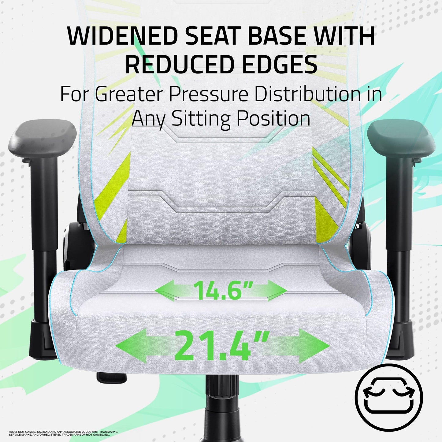 Razer Iskur V2 X Ergonomic Gaming Chair: Built-in Lumbar Support - Widened Seat - High Density Foam Cushions - Adjustable 152 Degree Recline - 2D Armrests - Plush Fabric Finish - 2XKO Edition