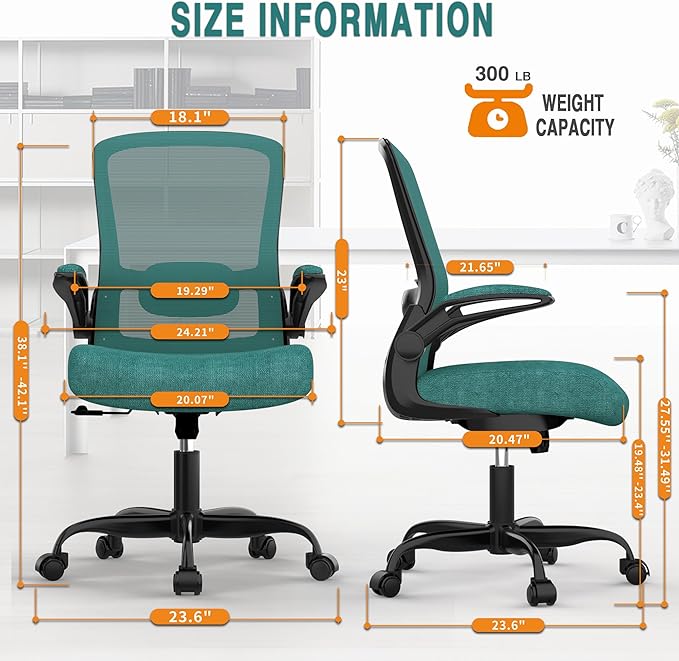 Mimoglad Office Chair, Ergonomic Desk Chair with Adjustable Lumbar Support, High Back Mesh Computer Chair with Flip-up Armrests-BIFMA Passed Task Chairs, Executive Chair for Home Office