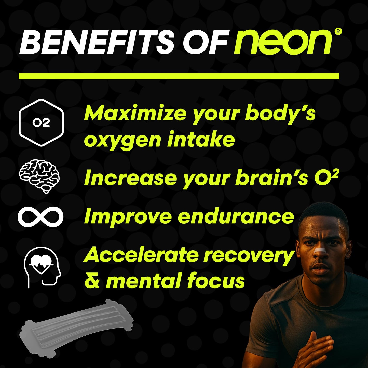 Neon Performance - Nasal Strips (60 Count) - Oil & Sweat Resistant Adhesive - Athletic Nasal Strips for Sport & Nose Strips for Snoring & Sleeping - Nose Strips for Breathing (Clear Transparent)