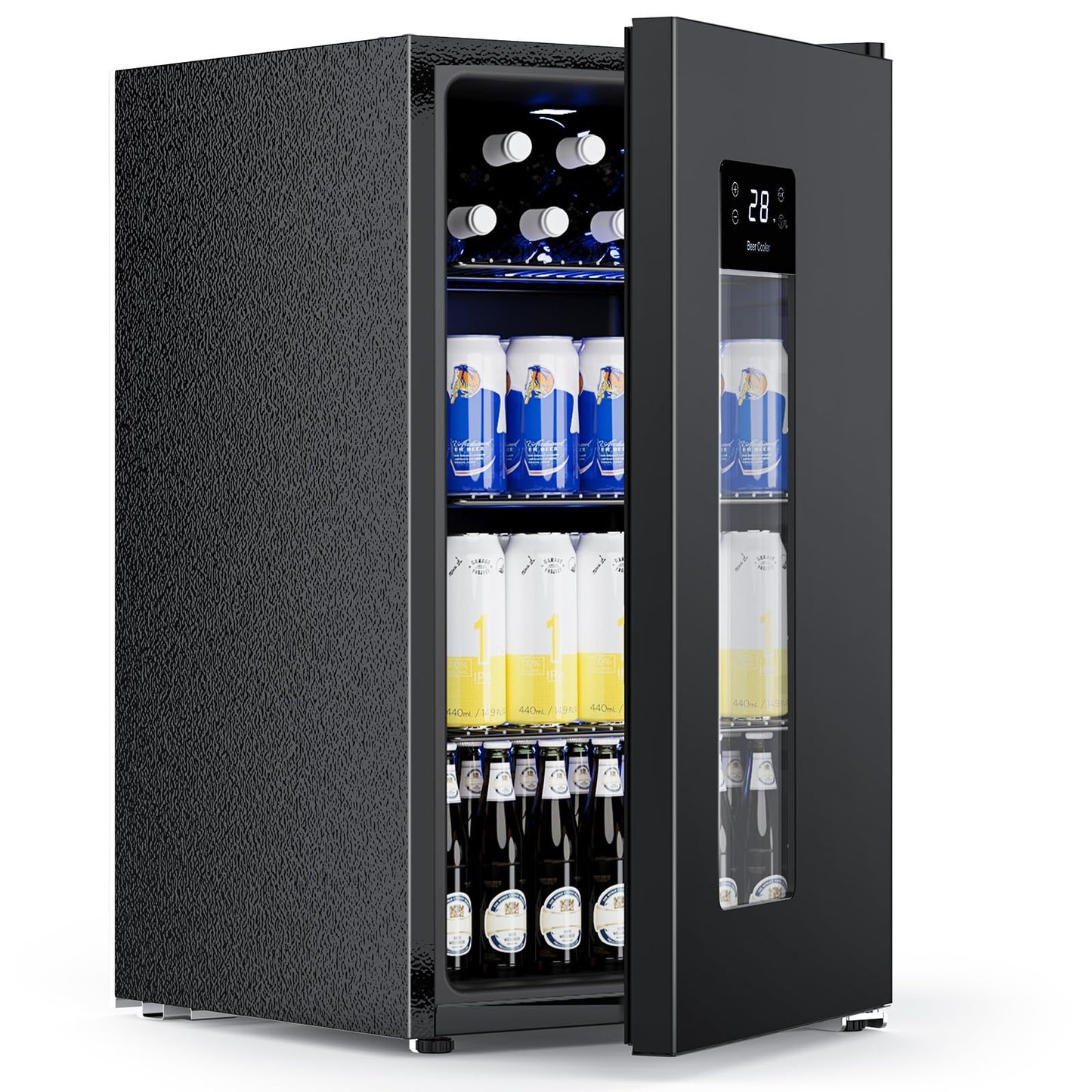 COWSAR 3.2 Cu.Ft Beverage Refrigerator, Electronic Control & LCD Display, 20-50℉ Temperature Range – Mini Fridge for Soda, Wine or Beer