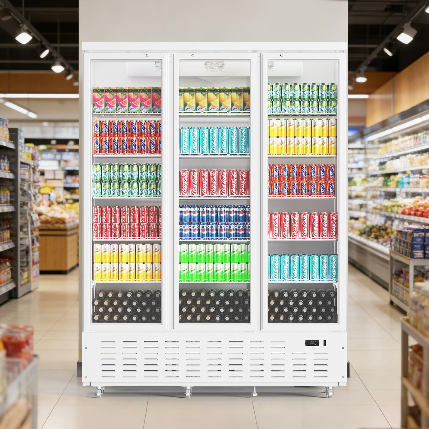 Frostvale 50 Cu.Ft Commercial Display Refrigerator, White 3 Glass Door Beverage Cooler, ETL Upright Merchandiser Fridge for Drinks, Soda, Beer, Water, Retail Store, Restaurant, Cafe, Office