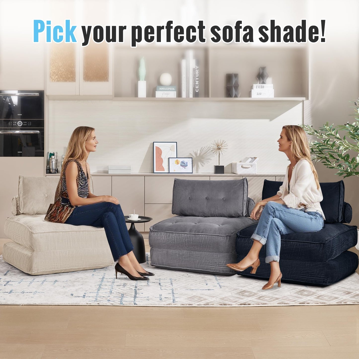 VIKAYAMICS Convertible Sleeper Chair Folding Sofa Bed 33” with Pillow Futon Boneless Couch with Back Support Small Couch for Living Room(Grey)