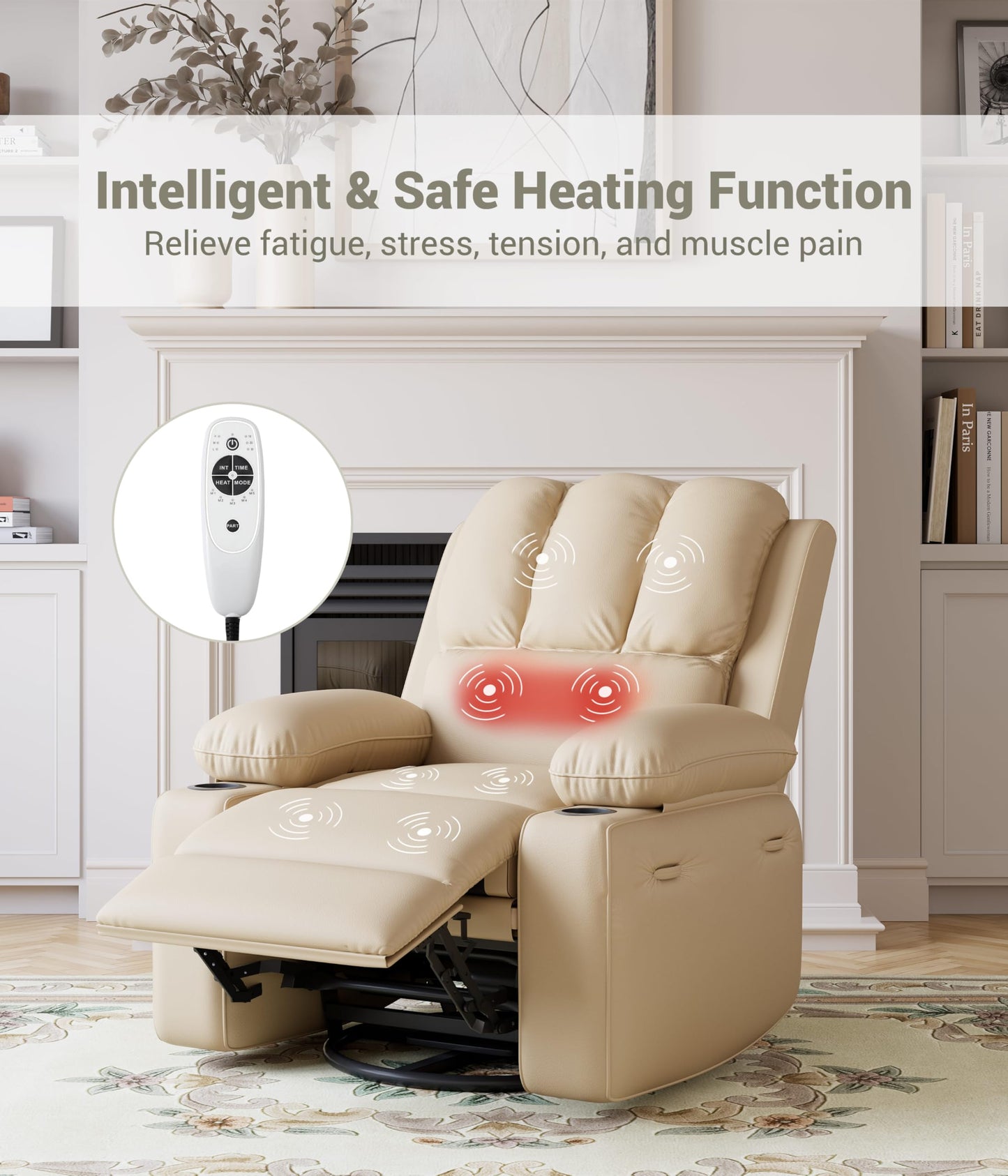 MegaChoice Oversized Manual Recliner Chair, Adjustable Home Theater Seating with Lumbar Support & Footrest, PU Leather Lounge Chair with Side Pocket for Living Room, Bedroom, Nursery