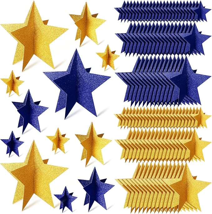 Sinload 45 Pcs 3D Star Centerpiece Movie Night Decoration for Table in 3 Sizes Hanging Supplie for Red Carpet Film Show Th...