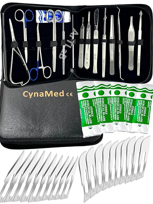 New Premium Stainless Steel Biology Lab/Anatomy/Medical Student Dissection Kit Set - Scalpel Knife Handle,Blades, Forceps,...