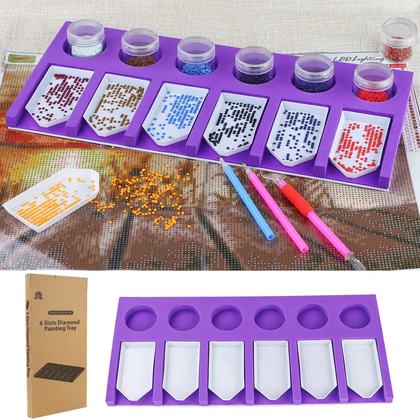 Diamond Painting Accessories Tray Organizer for Diamond Art Kits for Adults, Diamond Art Accessories Tools Kits, Diamond Art Storage Tray for Glitter Rhinestones, Diamond Bead Organizer Tray