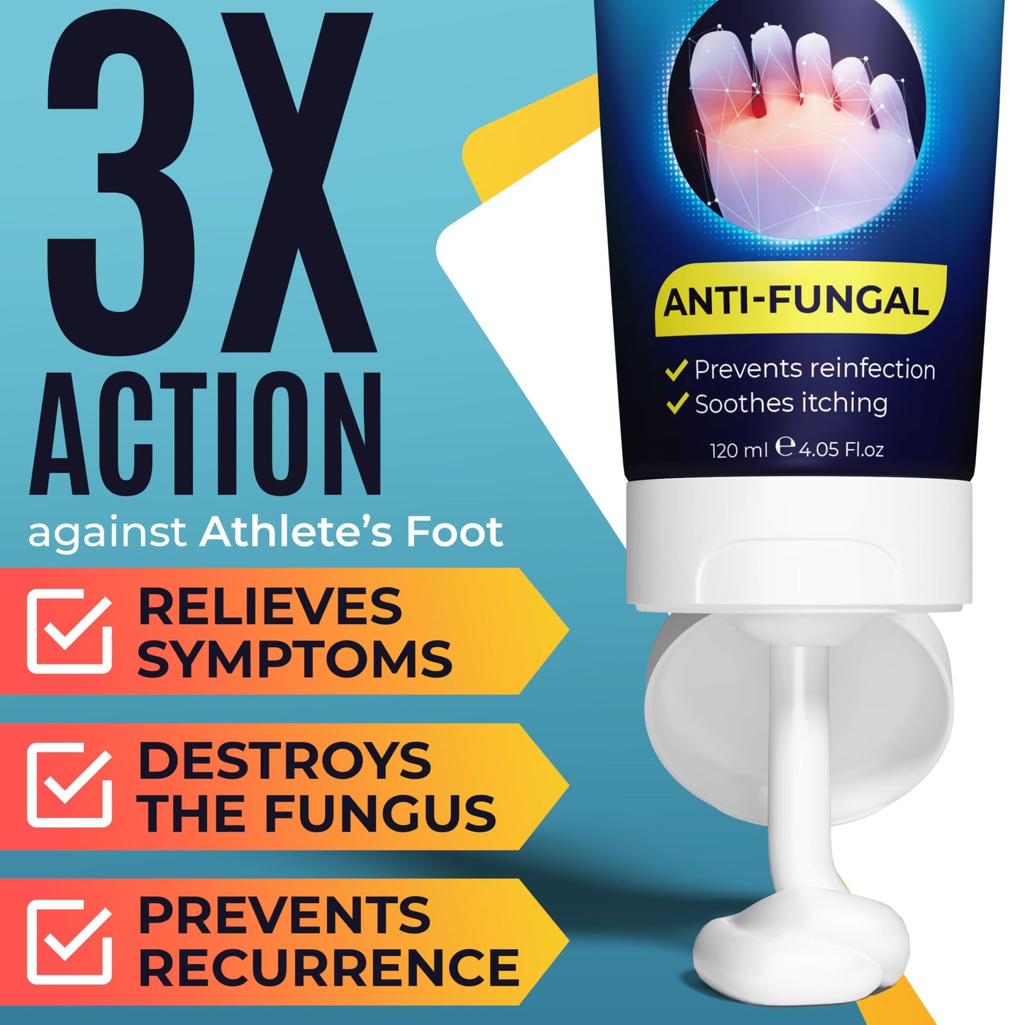 Foot Cream | Athletes Foot Cream for Cracked Heels, Dry Skin & Itchy Feet | Relieves Itching, Burning & Redness | Antifungal Tre