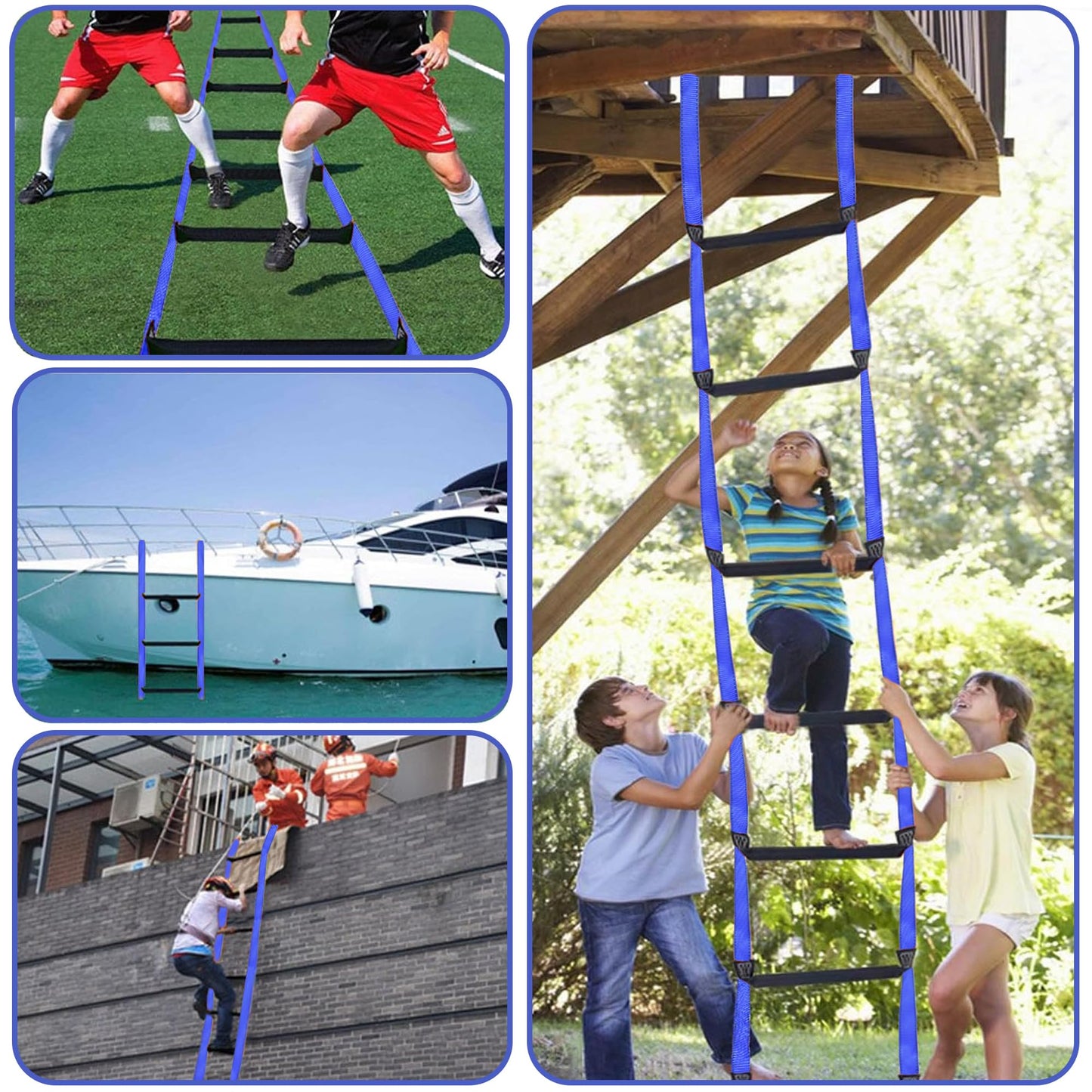 Emergency Fire Escape Ladder 49.2 Feet Portable Safety Rope Ladder Emergency Escape Ladders for 2-3 Story Homes for Windows, Balconies, and Sailboats, Kayaks, Etc