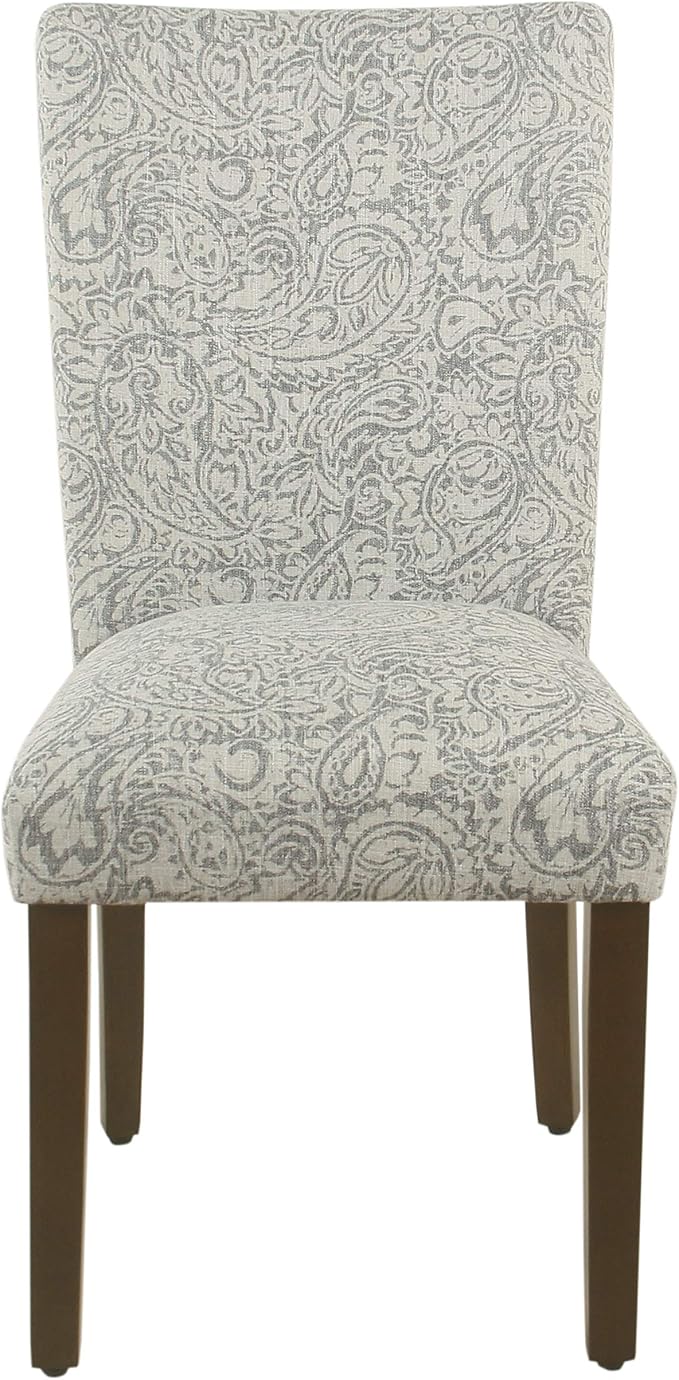 HomePop Parsons Classic Upholstered Accent Dining Chair, Set of 2, Gray and Cream