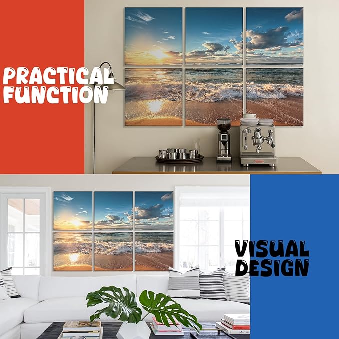 EVENRISING Art Acoustic Panels, 72"x48"x0.4" Sound Absorbing Panels,Better Sound Panels than Soundproof Foam,Self adhesive Soundproof Wall Panels for Recording Studio, BEACH