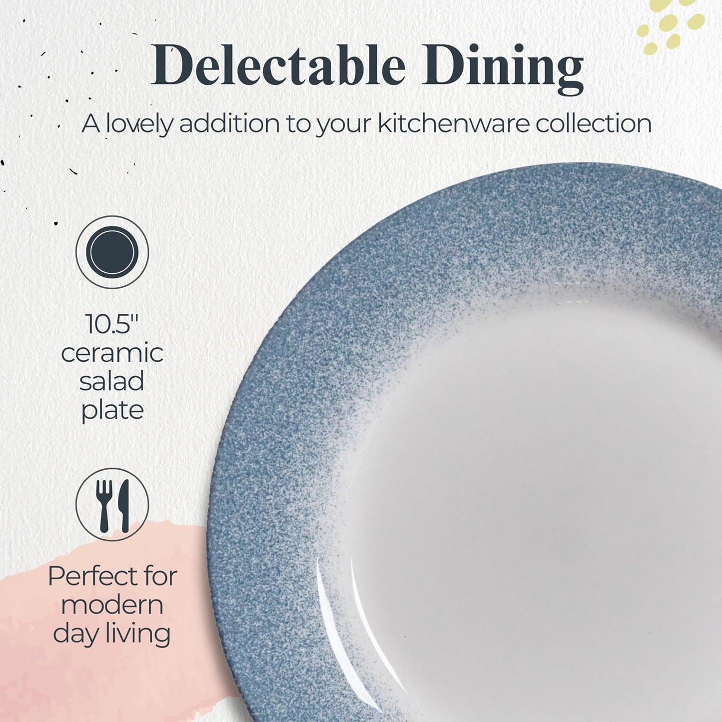 Portmeirion Potter's Mist Dinner Plate (Set of 4) - 10.5-Inch Stackable Earthenware Plates - Microwave & Dishwasher Safe, Handcrafted Dinnerware for Casual & Formal Table Settings (Blue Mist)