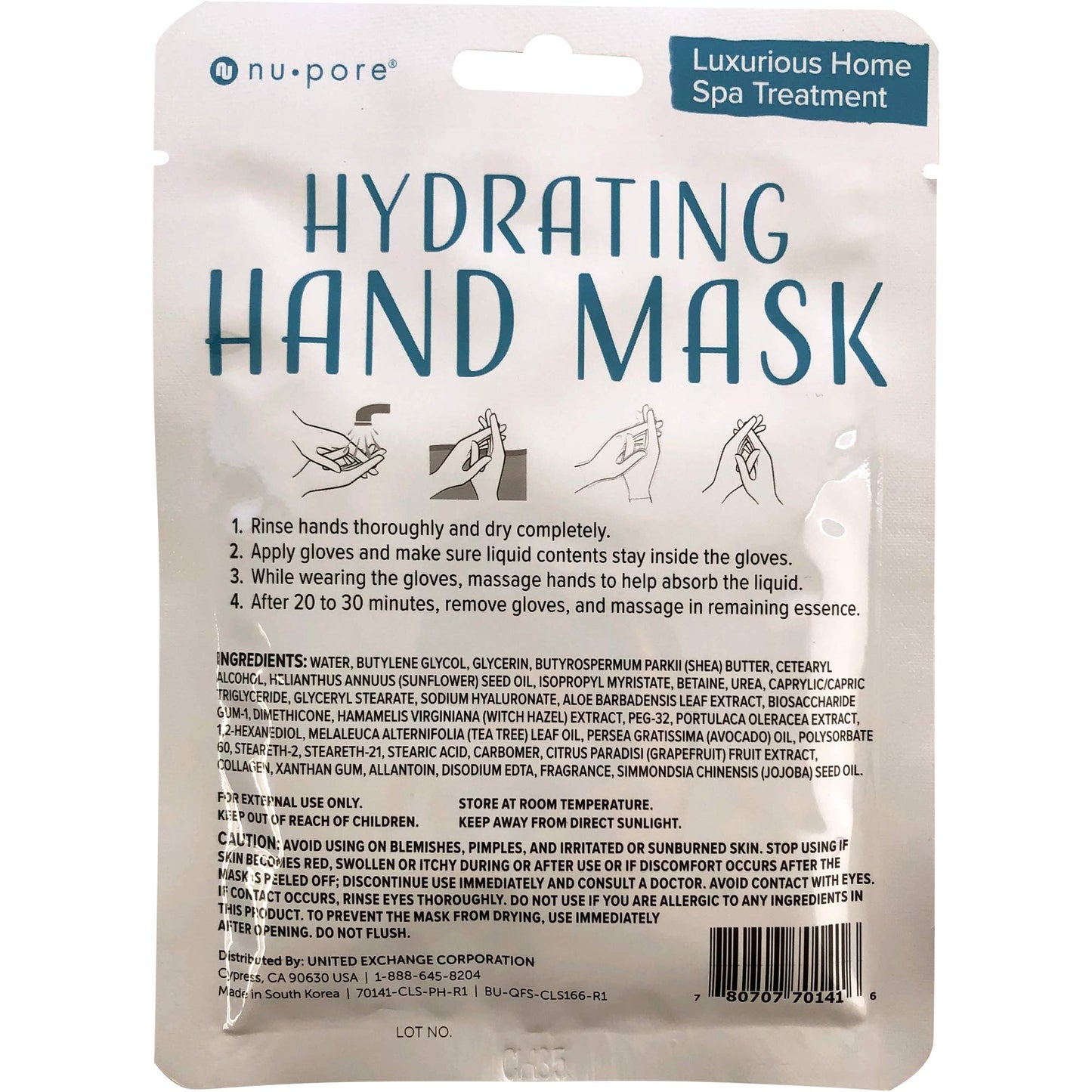 Nu-Pore Moisturizing Gloves - Hand Mask for Dry Hands and Moisturizer with Jojoba Oil and Aloe Vera to Help Repair and Soothe Ex