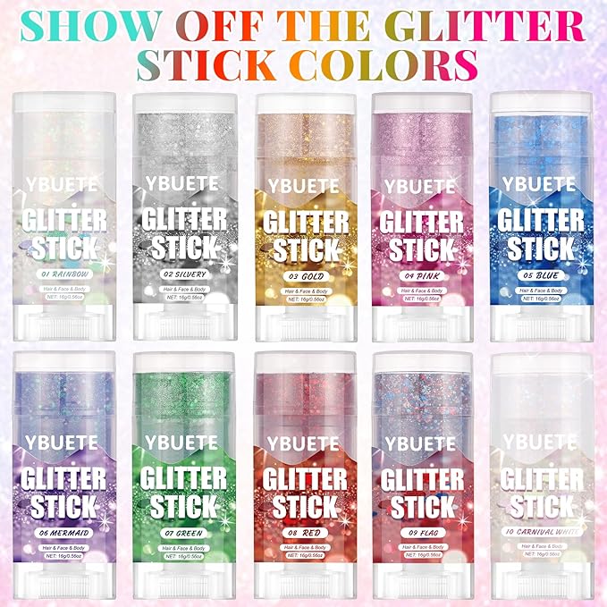 Pink Face and Body Glitter Stick for Sparkling Makeup, Hair Glitter Accessories for Women, Highlighting Stick for Fairy Dust Makeup, Cheerful Face Glitter for Festive Parties and Carnivals