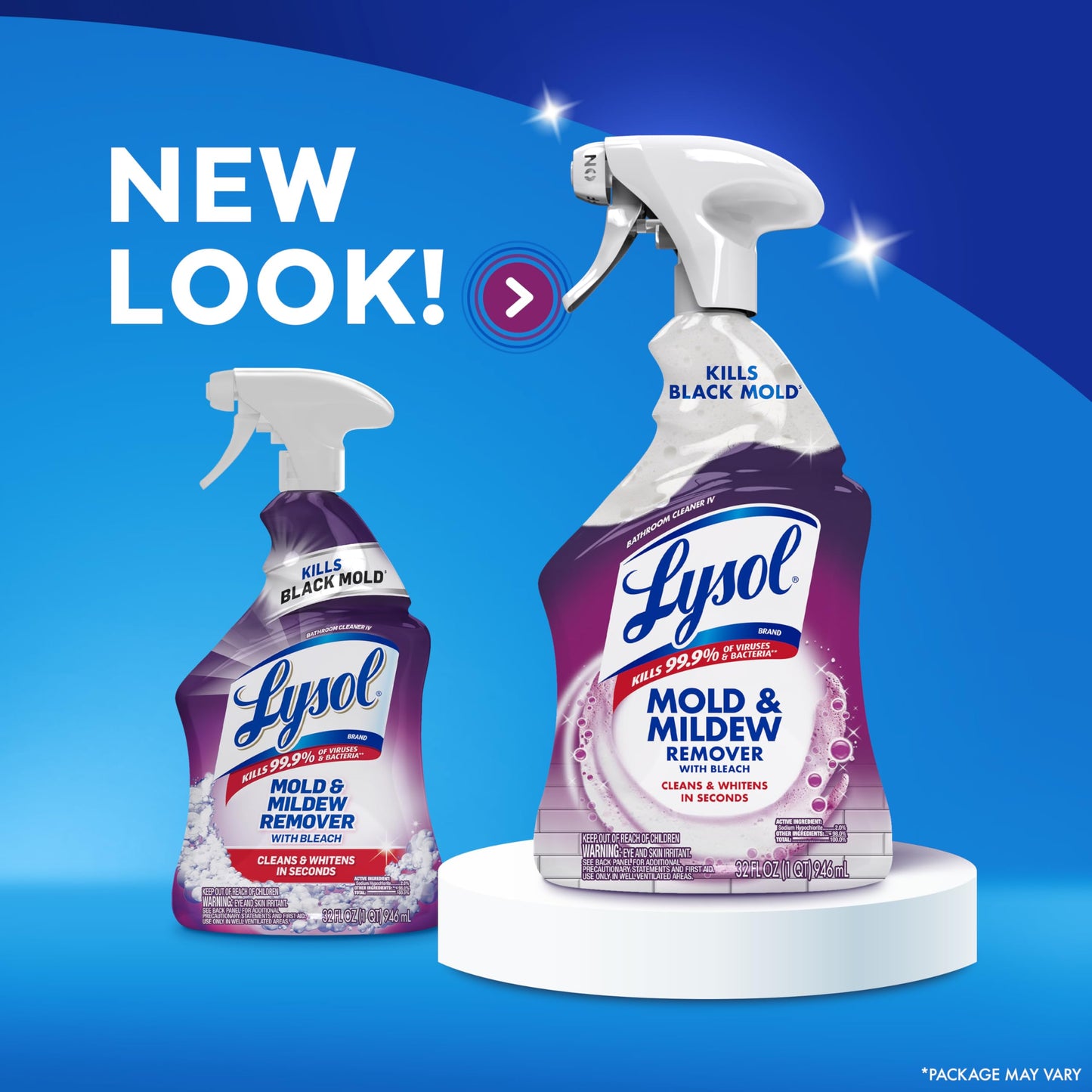 Lysol Mold & Mildew Remover Spray, Bathroom & Shower Cleaner, Disinfectant Spray, Stain Remover with Bleach, Tough on Black Mold, Multipurpose Cleaner for Home and Kitchen, 32oz