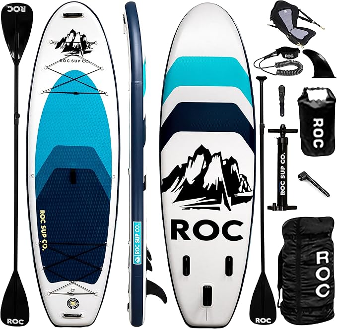 Roc Inflatable Stand Up Paddle Board 10' 6" with Premium SUP Paddle Board Accessories, Wide Stable Design, Non-Slip Comfor...