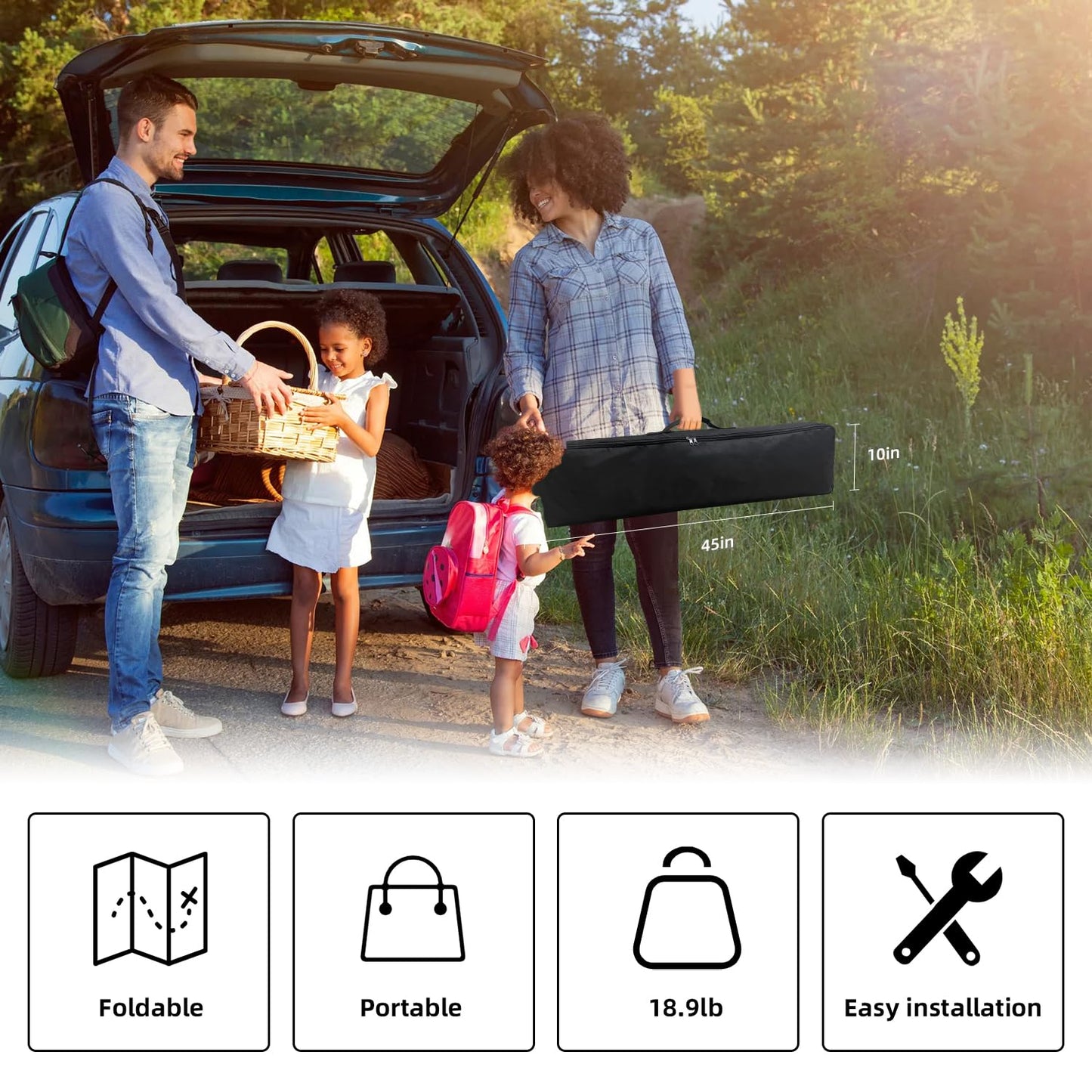 Projector Screen with Stand, Wootfairy 180 inch Portable and Foldable Projection Screen 4K HD 16:9 Rear Front Wrinkle-Free Movie Screen with Carry Bag for Indoor Outdoor Home Theater Backyard Cinema