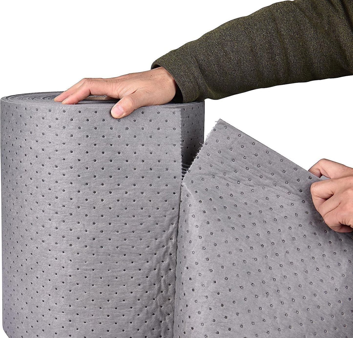 PONO Premium Polypropylene 150' L x 15" W Absorbent Mat Roll Gray Heavy Weight Oil Absorbing Mats Universal Oil for Absorbing Oils, Water, Solvents, Coolants and More