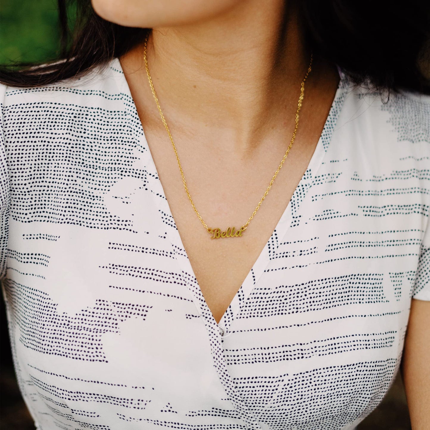 Lcherry Personalized Name Necklace 18K Real Gold Plated Made With Lyla Nameplate Necklace Gifts for Women