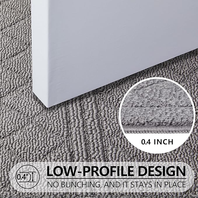 REFETONE Indoor Doormat, Front Back Door Mat 36"x60" Absorbent Rubber Backing Non Slip Door Mats, Low-Profile Resist Dirt Rugs, Machine Washable Door Rug Inside Floor Mat for Entryway, Light Grey