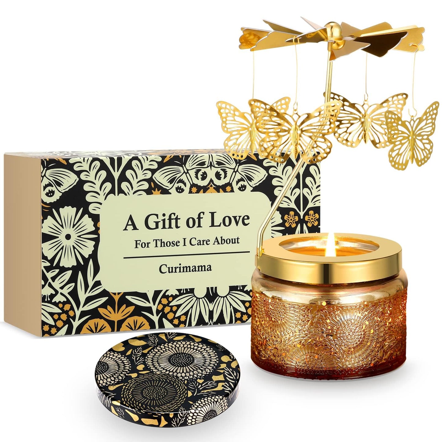 Butterfly Candle Gifts for Women, Unique Birthday Gift for Women Mom Sister, Funny Birthday Gifts for Friend Girlfriend, Grandma, Daughter in Law, Rotatable Scented Candles Gift for Anniversary