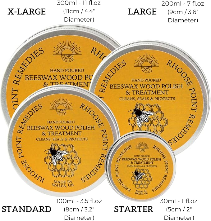 Premium Food-Safe Beeswax Wood Polish & Furniture Wax – Hand Poured Wood Conditioner | Eco-Friendly & Non-Toxic | Protects & Restores All Wood: Furniture, Toys, Cutting Boards, Ornaments (10.5 Fl Oz)