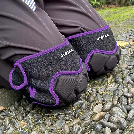 Work Knee Pads for Men Women Kneeling on Hard Floor, Padded Knee Cushion with Straps for Garden Yard, Flexible Kneepads for Cleaning Washing Floors, Knee Pad for Mechanic Carpenter, Purple L (1 Pair)