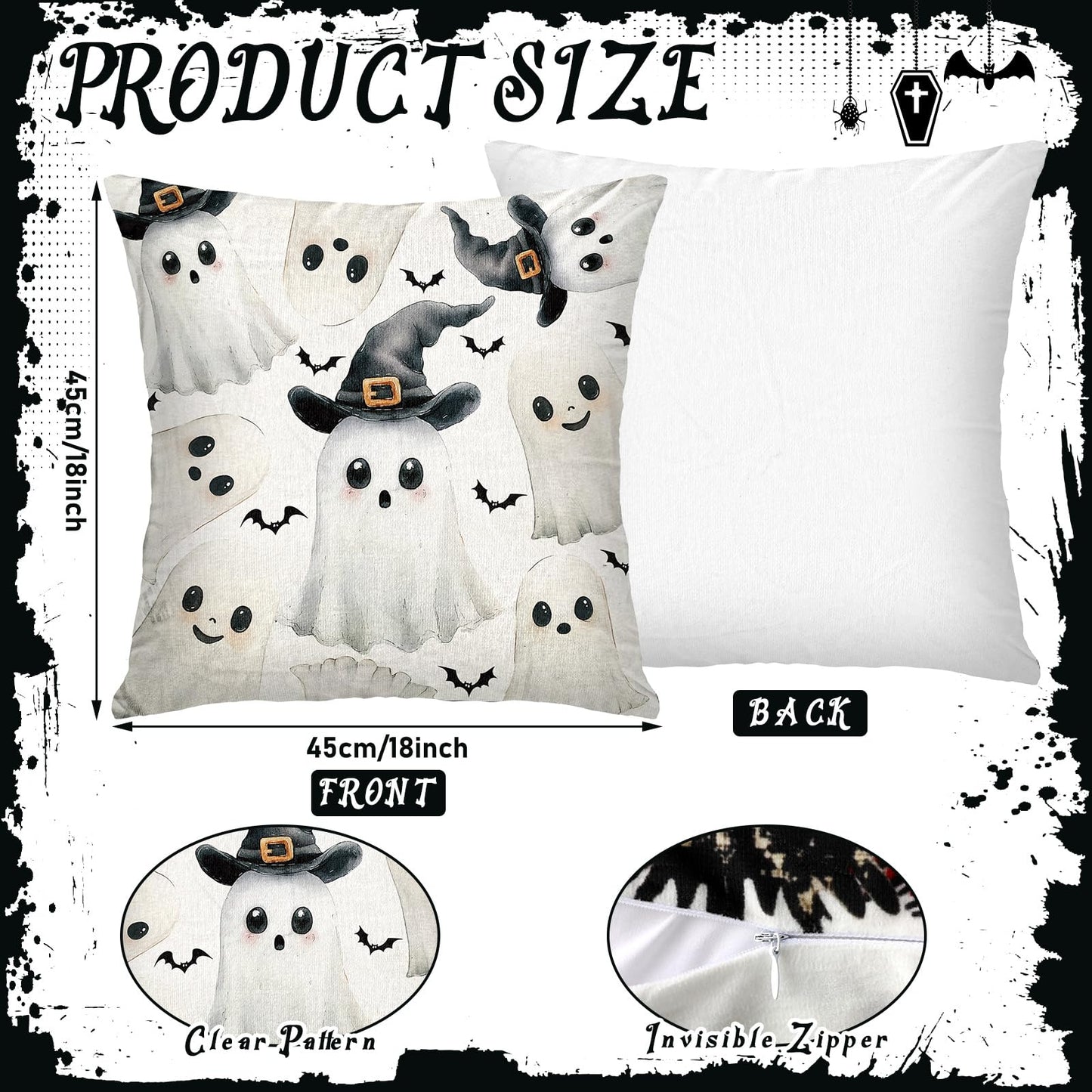Mindsoft 20 Pcs Holiday Pillow Covers 18 x 18 Inch Seasonal Throw Pillow Covers Fall Halloween Decorative Pillowcase Pumpkin Ghost Pillowcase Cushion Case for Farmhouse Home Couch Sofa Decor