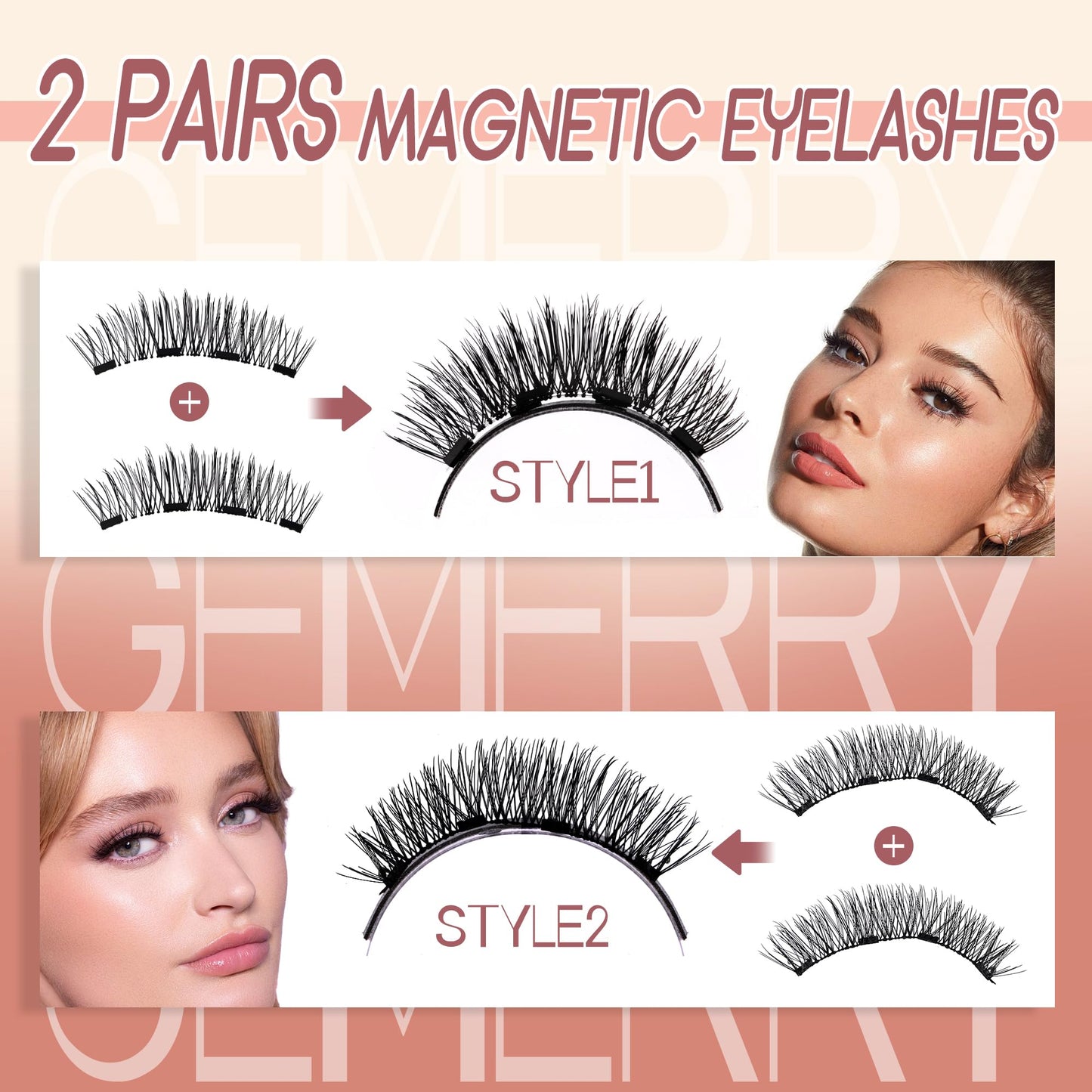 GEMERRY Magnetic Eyelashes with Applicator Soft Reusable Magnetic Lashes Fluffy Look No Glue Needed Lash Kit DIY at Home