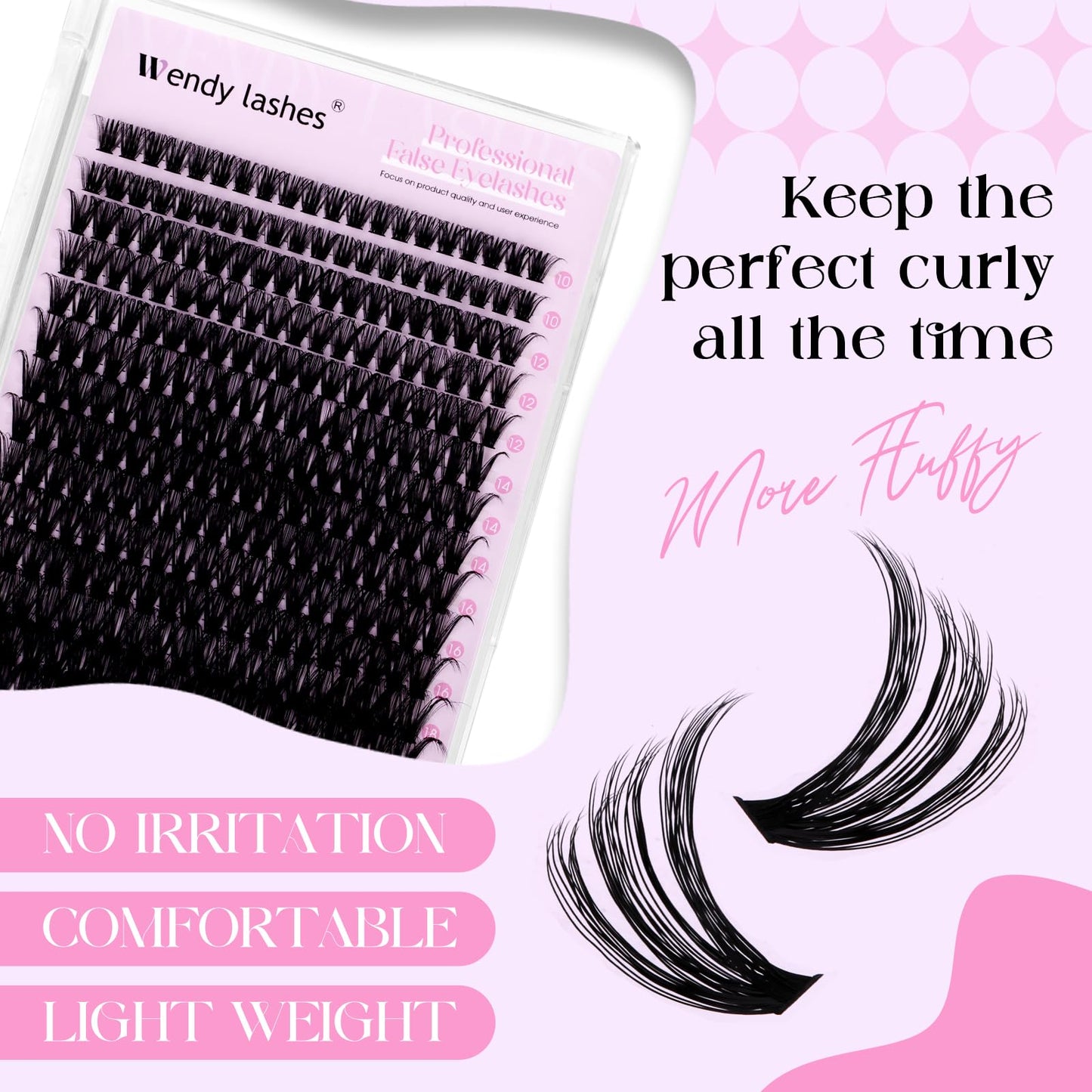 Lash Clusters 50D Wispy Individual Lashes 280PCS D-Curly Volume Lash Extensions 10-18mm Natural DIY Cluster Lashes for Beginners